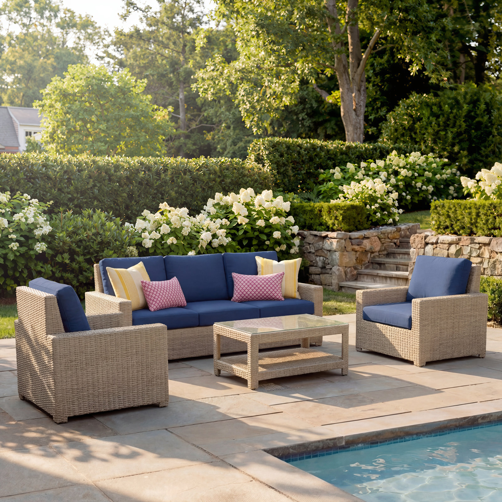 Henri 5-Person Sunbrella® Patio Seating Group, Canvas Navy