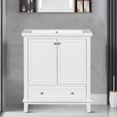 Ensemble de meuble-lavabo simple 30,03 po avec plateau en bois manufacturé Rashena