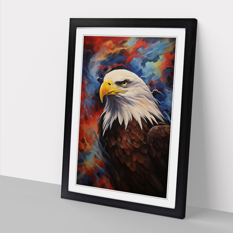 Eagle Modern - Single Picture Frame Print on Wood, Black Framed, 46cm H x 34cm W