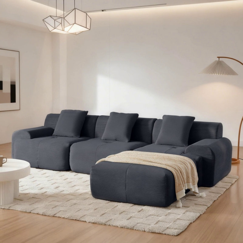 Canapé modulaire en L 113 po, Gris foncé