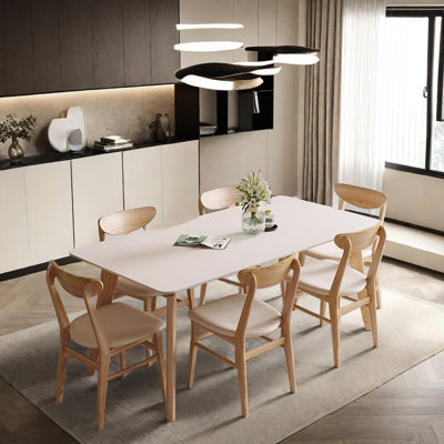 Solid wood rock plate home dining table and chair