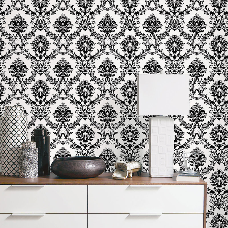 Positano 10m x 52.8cm Matte Wallpaper Roll, White/Black