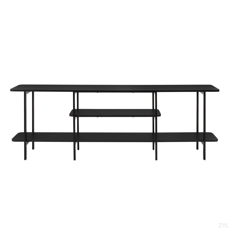 71" Console Table With Shelf, Black