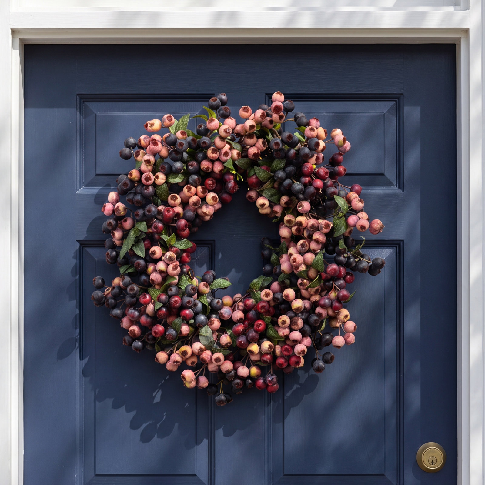 Thanksgiving Faux Berry Silk Wreath, 22" H x 22" W x 6" D