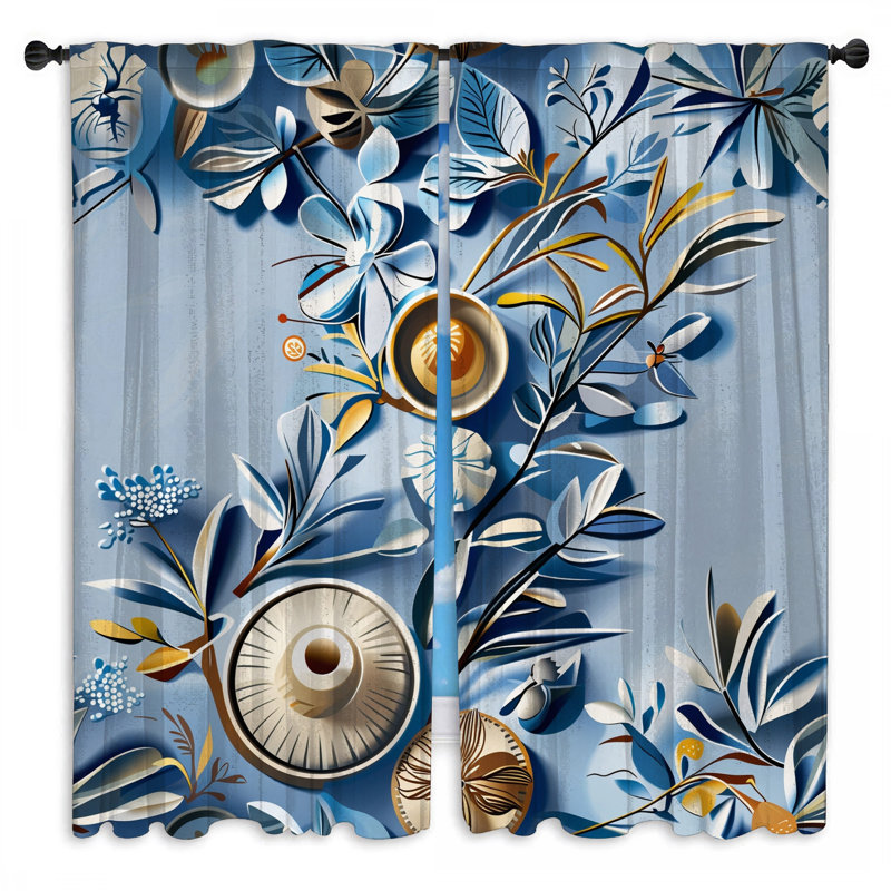 Rideaux à motif floral et voilage obscurcissant - 2 panneaux, 20 po x 60 po - 2 panneaux, Transparent