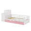Lit plateforme simple en bois avec bibliothèque et garde-robe mobile-235176789