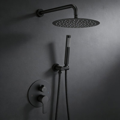 Wall Mounted Shower Faucet Set， 12 Inches Rain Shower Head And Handheld, Shower Trim Kit Contain Pressure Balance Valve