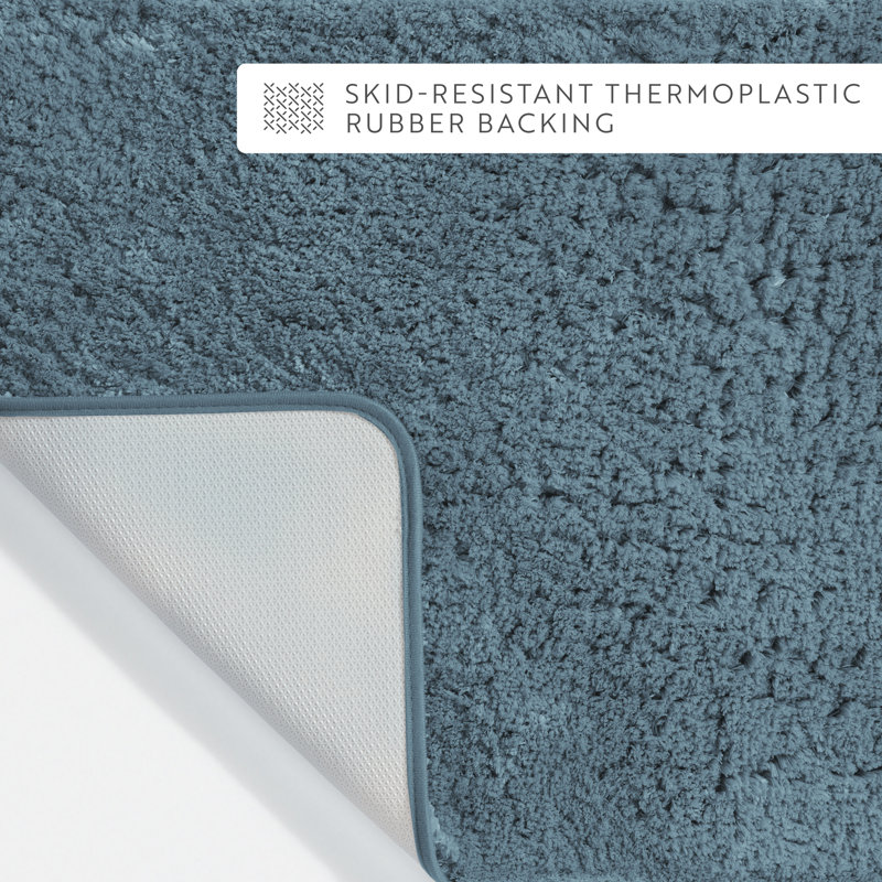 Tapis de bain moelleux avec envers en caoutchouc antidérapant, Bleu clair, L 34 po x l 21 po