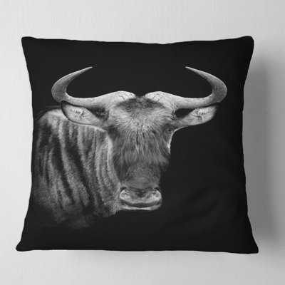 Portrait et housse de coussin monochrome avec gnou carré