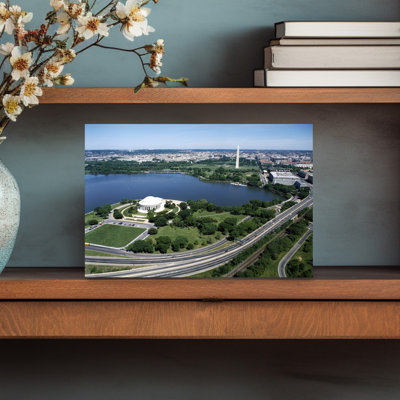 Aerial View Of A Building Near A River Jefferson Memorial Washington DC USA by Mark Segal - Wrapped Canvas Print