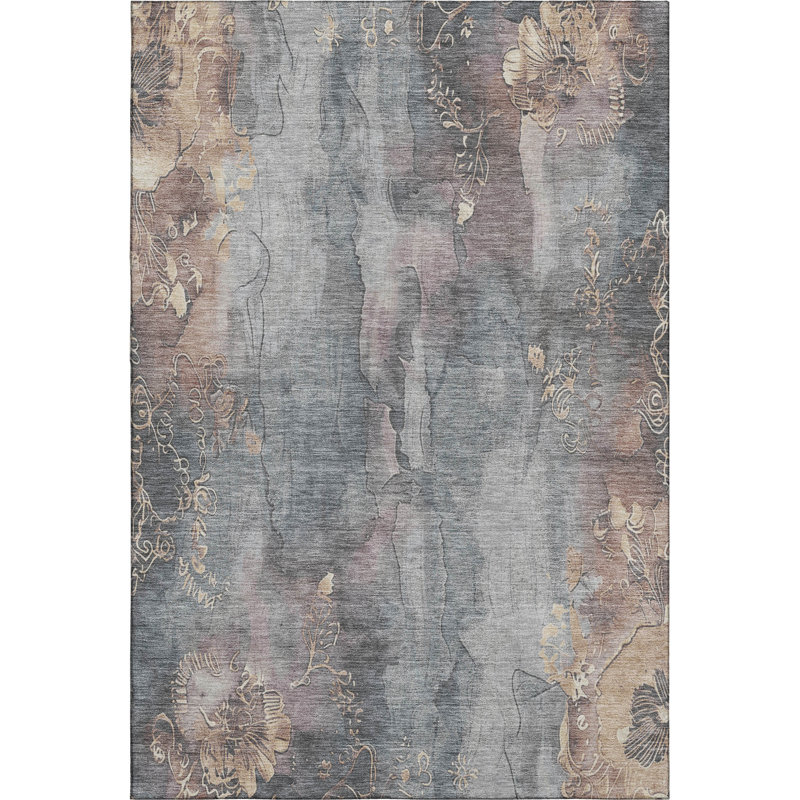 Premium Machine Washable Crestover AMF1869 Floral Rug, Rectangle 3' x 5'