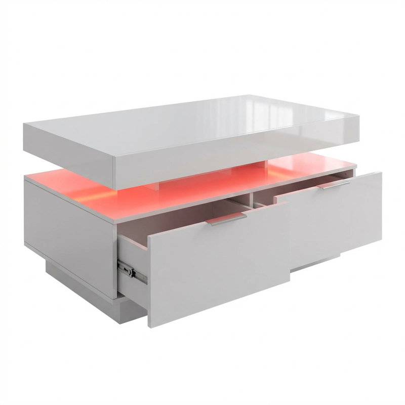 Frame Coffee Table with Storage, White