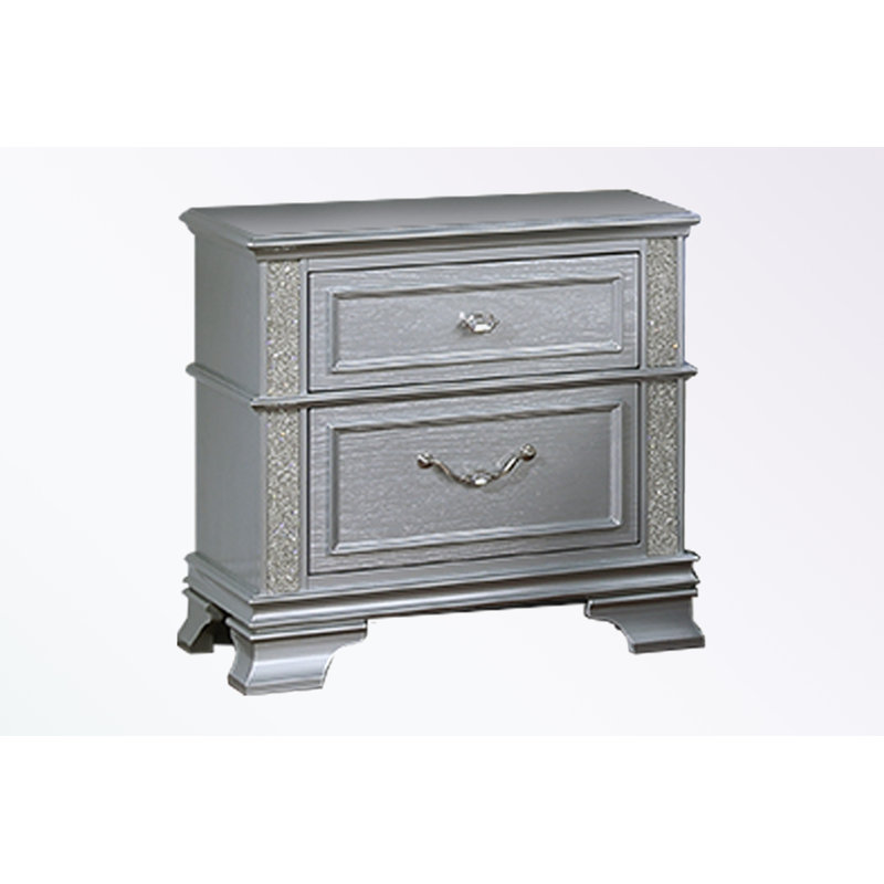 2-Drawers Nightstand with sturdy legs