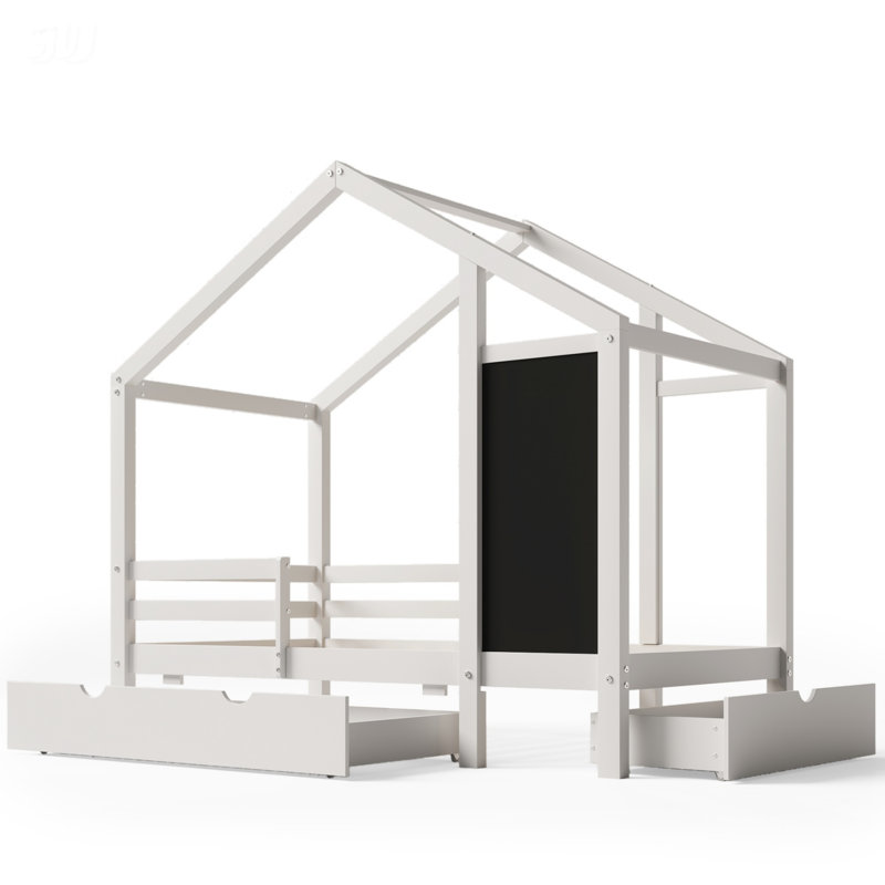 Lit simple avec tableau noir et tiroirs, Lit simple
