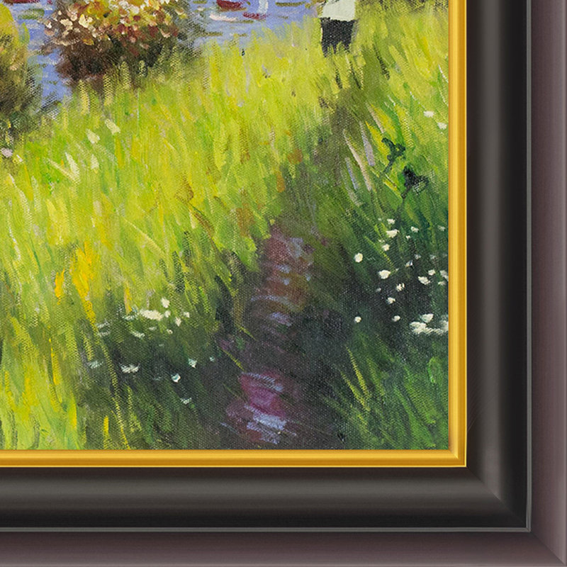 La seine à Chatou par Pierre-Auguste Renoir - Peinture sur toile encadrée, H 26 po x l 30 po x P 2 po, Encadré opulent