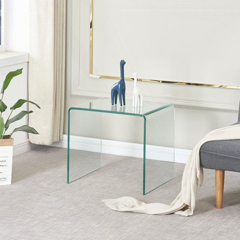 Table d'appoint en verre trempé transparent trempé