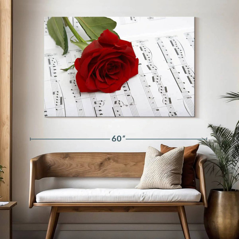 Harnek Rose sur une feuille de musique, H 34 po x l 51 po