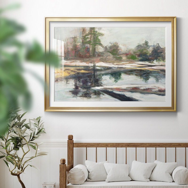 " QUIET REFLECTION ", 26.5" H x 36.5" W x 1" D, Gold Framed