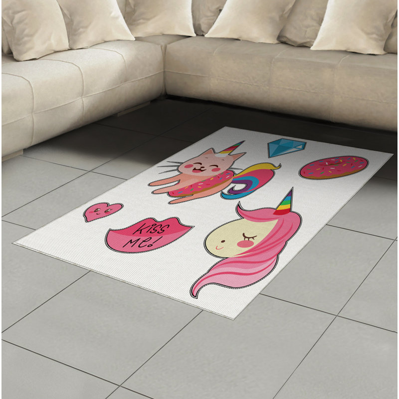 Tapis décoratif Fontenot Unicorn, Rectangle 2 pi 7 po x 5 pi