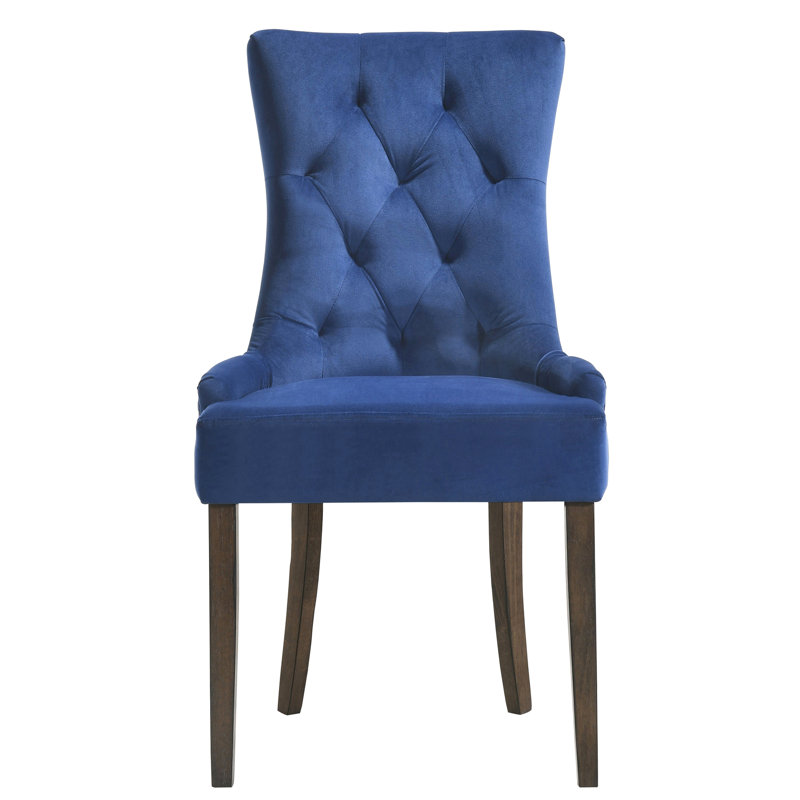 2 chaises d'appoint bleues avec dossier - mousse, style classique (2) velours, chaleur