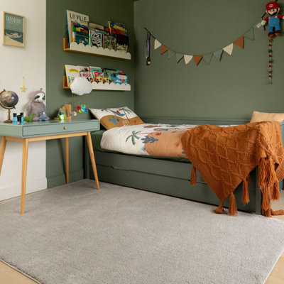 Solid Colour Machine Tufted Shag Area Rug