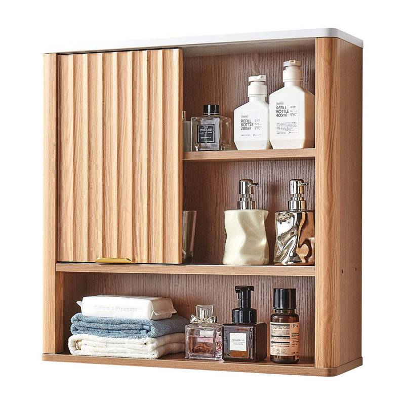 Armoire de salle de bain murale peu encombrante avec tablette réglable et compartiments de rangement multiples