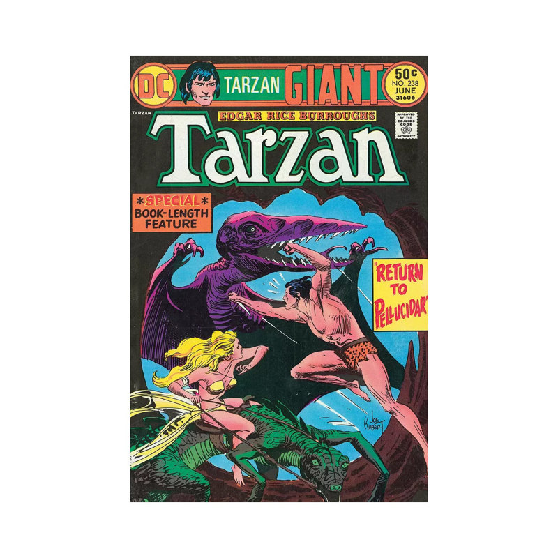DC Tarzan No 238 by Joe Kubert - Wrapped Canvas Print, 30.48cm H x 20.32cm W x 1.905cm D