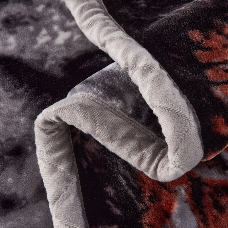 King Size Black and Gray Fleece Reversible Blanket