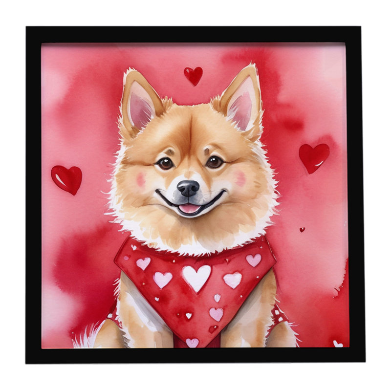 Finnish Spitz My Valentine, reproduction d'art encadrée