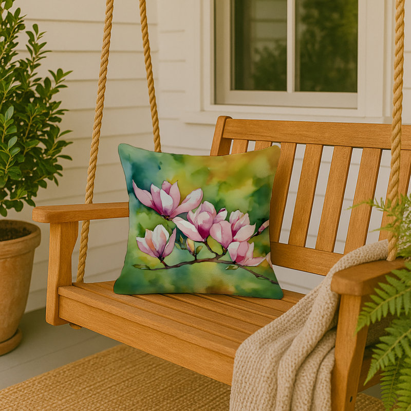 Coussin décoratif aquarelle Mississippi Magnolia, Carré 18 po