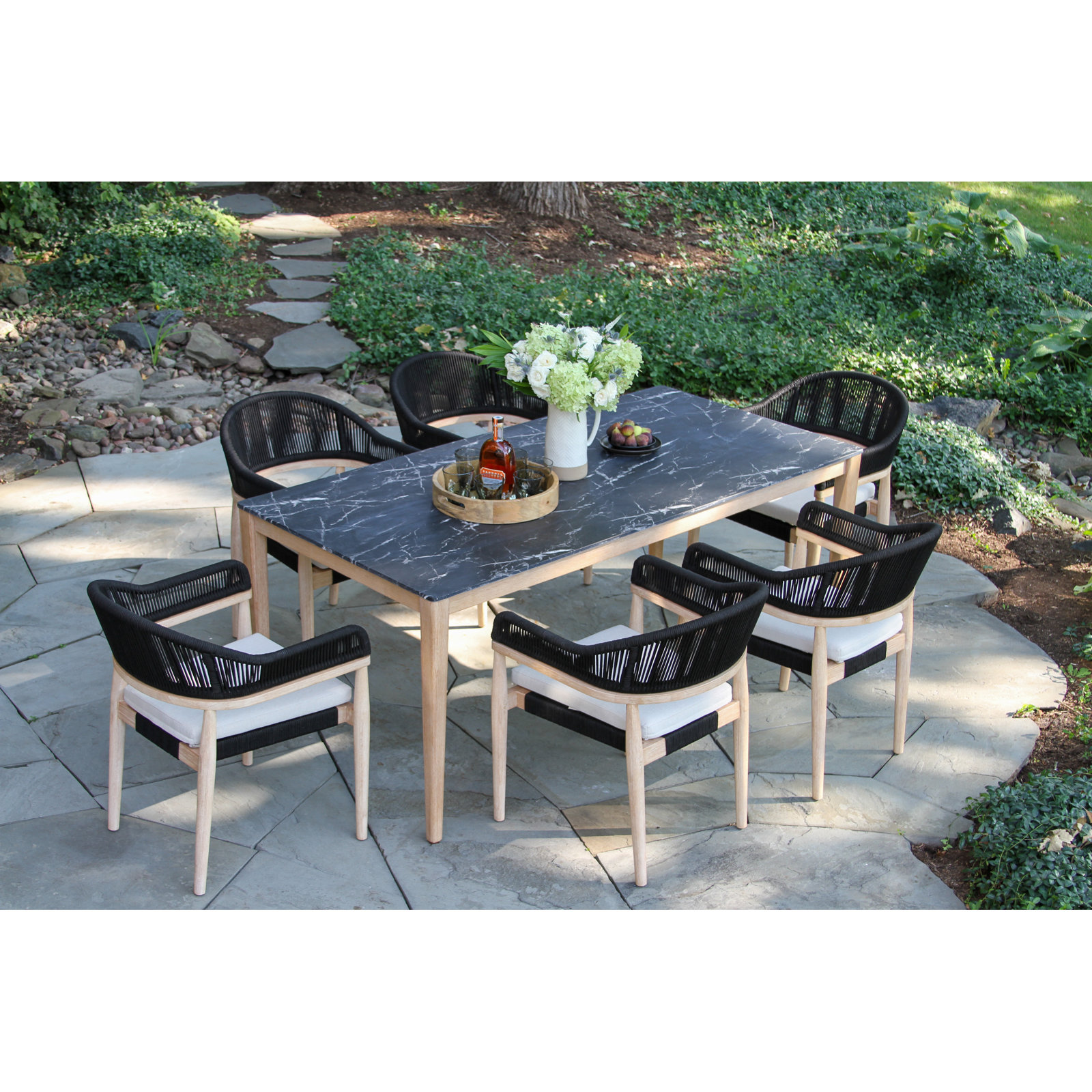 Posey 36" Patio Dining Set, Black