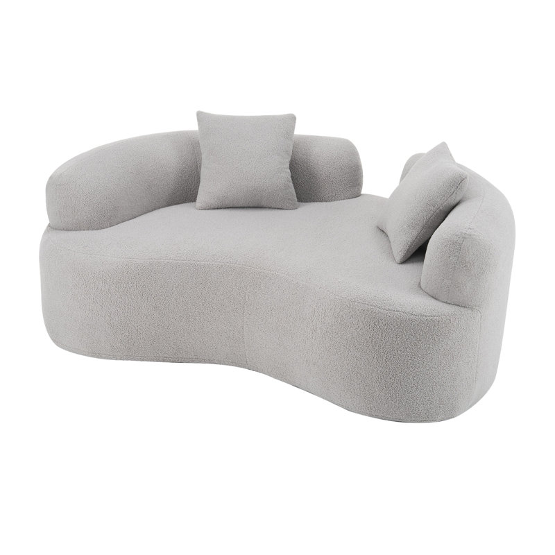 Tissu incurvé gris de 65,45 po, éponge à compression, aucun assemblage requis, capacité de 350 lb, idéal pour les petits espaces de vie et les temps confortables, style en forme de cœur moderne, ressort en mousse haute densité
