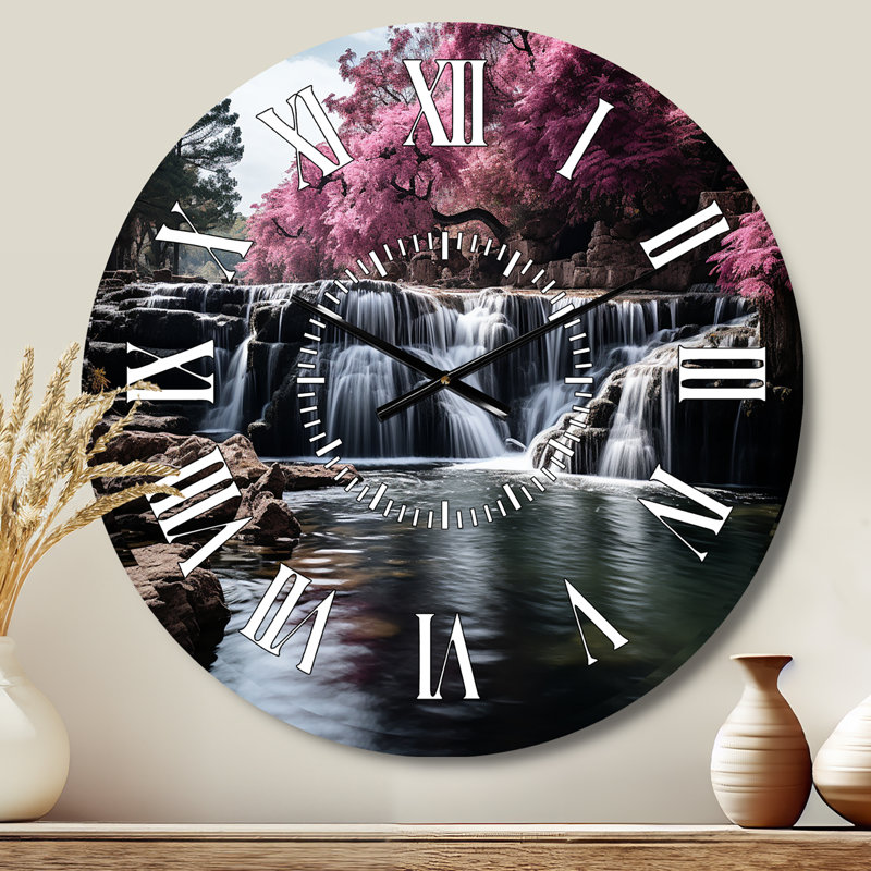 Horloge murale rose et grise, Médium