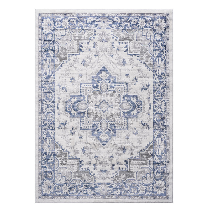 6X9 Non-Shedding Area Rug In Blue/Grey - Stain , Suits Dining Room, Home Office, Bedroom For Bedroom, Room Decor