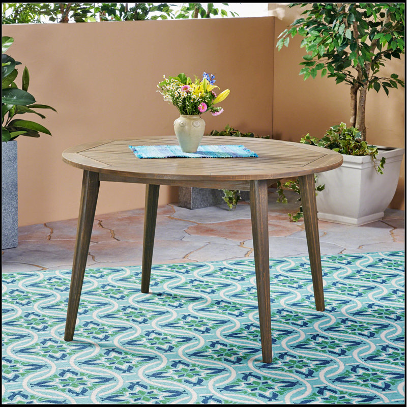 Table de salle à manger Stamford en bois d'acacia de 47 pouces avec finition résistante à l'eau pour une utilisation extérieure durable