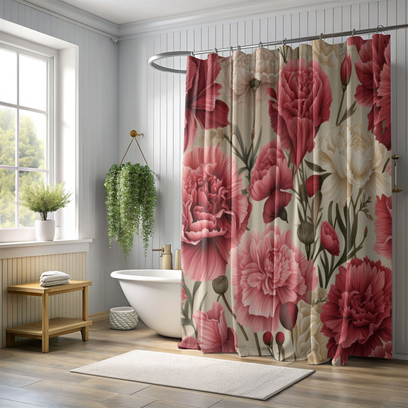 Rideau de douche Blooming Carnation - Premium, H 74 po x l 71 po