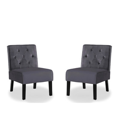 Fauteuil d'appoint 2 pièces en velours gris avec siège en mousse Superior