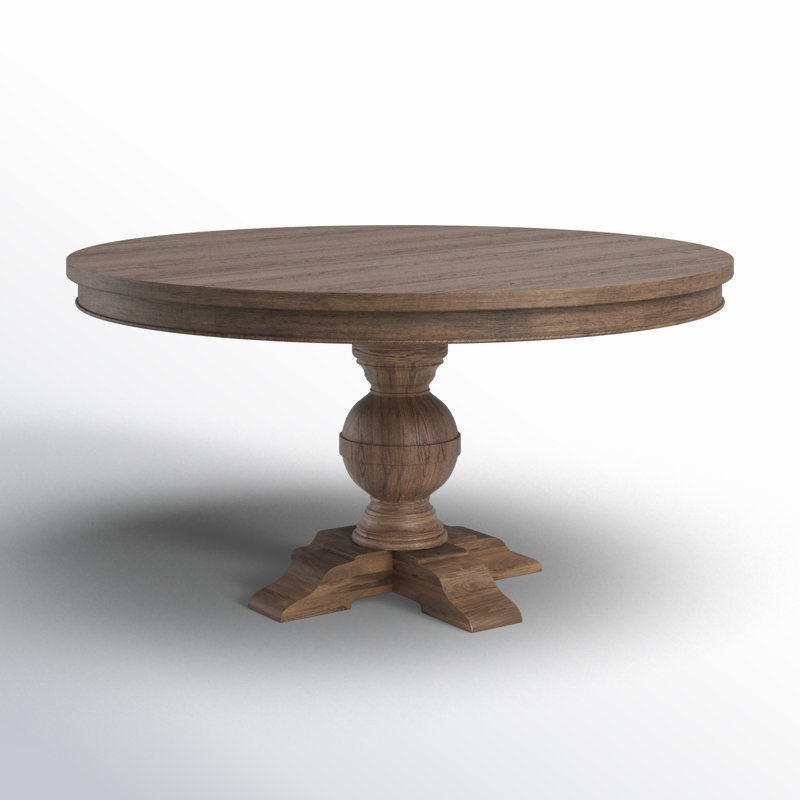 Chatham Downs Round Solid Wood Dining Table, Weathered Teak, 31" H x 48" W x 48" L