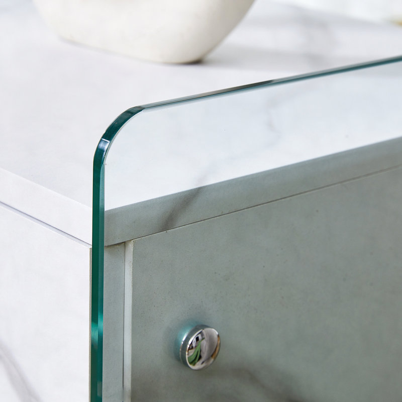 Bedside Table With Drawers, White