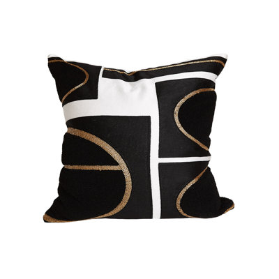 Brass Loop Pillow-Beige/Black