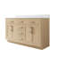 Meuble-lavabo autoportant en bois massif l 60 po x H 35 po avec comptoir en marbre de culture blanc et double lavabo en céramique, chêne-38237332-38237335