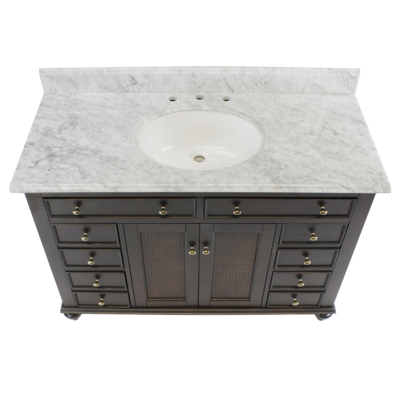 Chauvigny 48 " W Freestanding Standard With Marble Top, Espresso