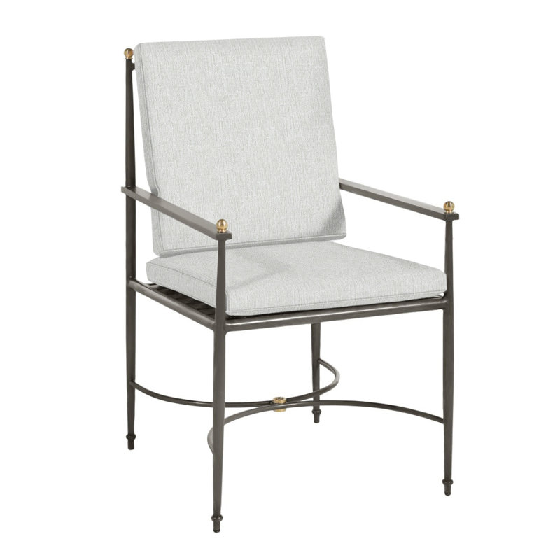 Roma Wrought Aluminum Outdoor Arm Chair, Welt, Bali Pearl
