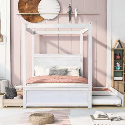 Full Canopy Bed With Trundle And Two Handy Storage Drawers Modern Valuable Options