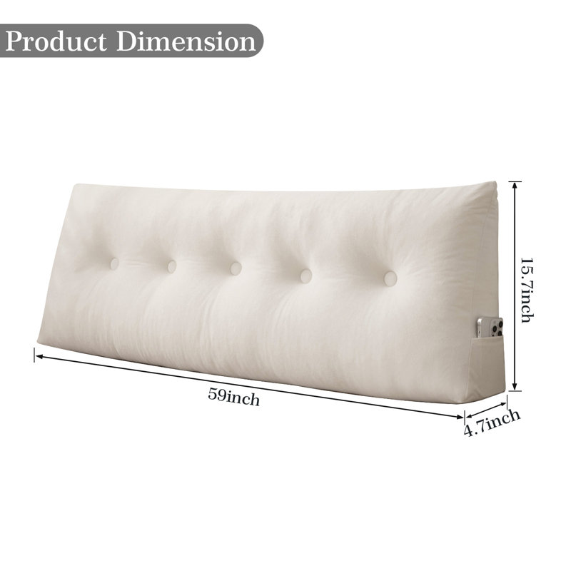  Polyester Headboard Back Support Throw Pillow, 15.7"H x 59"W, White