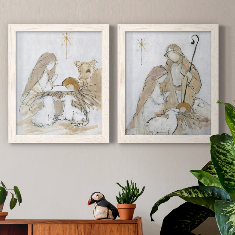 Sainte nuit, ensemble de 2 impressions, H 44 po x l 31 po, Toile encadrée, Blanc