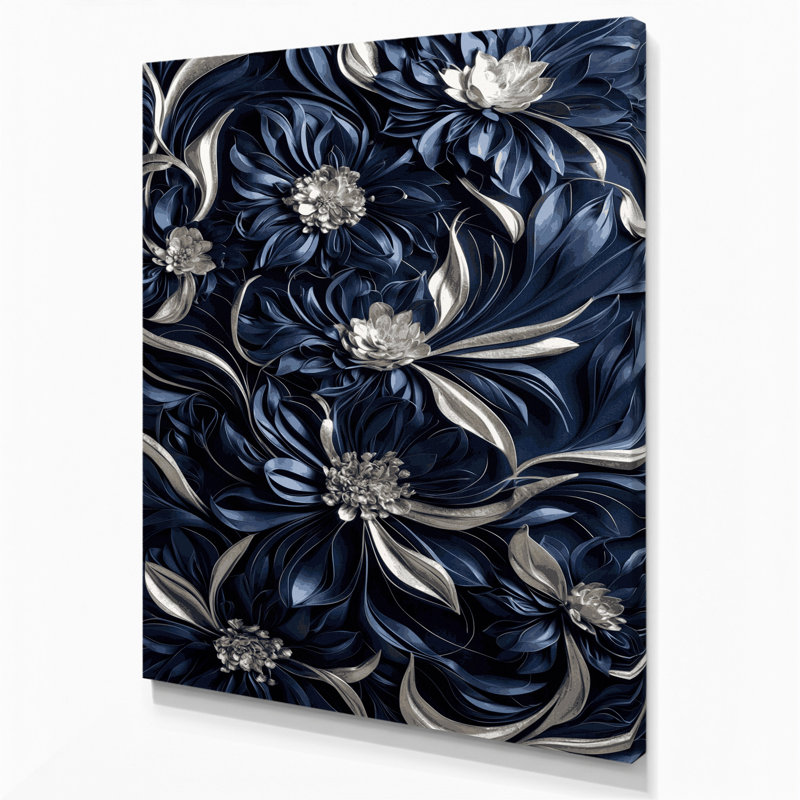 «Abstract Florals 72», art mural sur toile grise, H 11 po x l 14 po