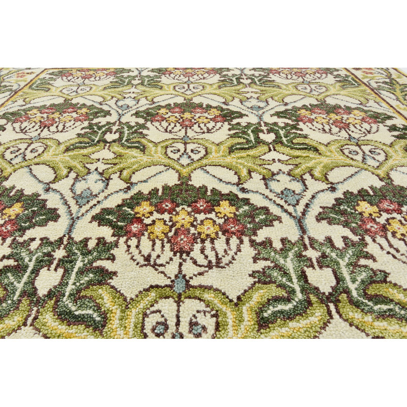 Tapis 10 x 14 ivoire William Morris, Carré 8 pi