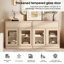 Armoire d'appoint moderne avec 6 portes en verre et tiroir, commode d'appoint multifonctionnelle avec grand rangement et tablette réglable-2052098385