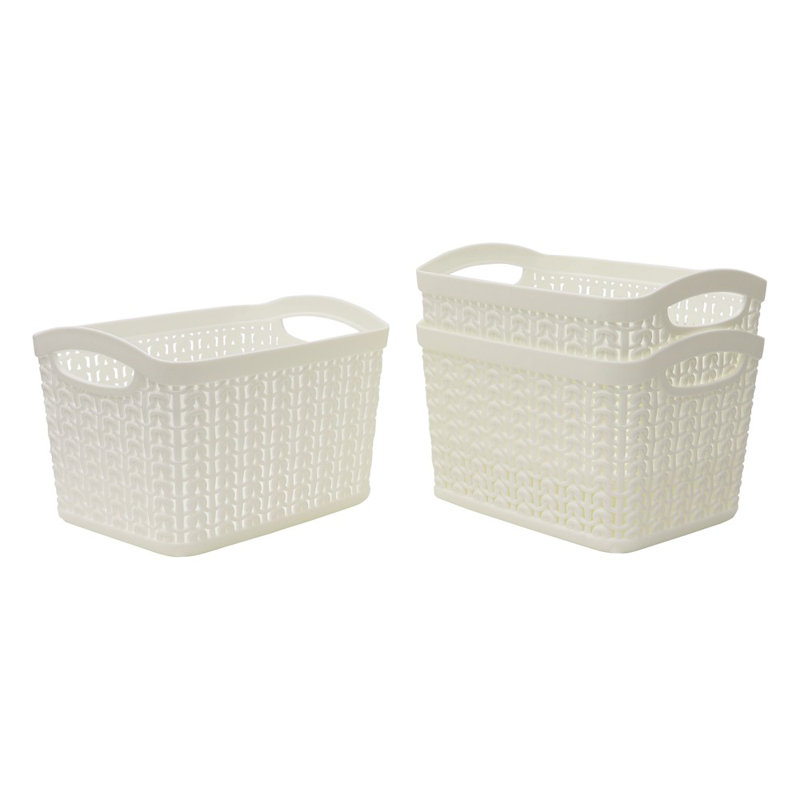 Knit Loop Storage Baskets, White